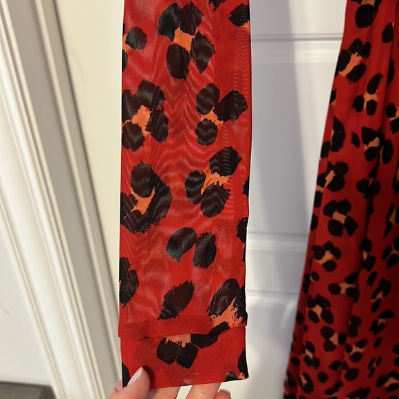Cabi Red Leopard Print Wrap Midi-Length Dress - Picture 3 of 3